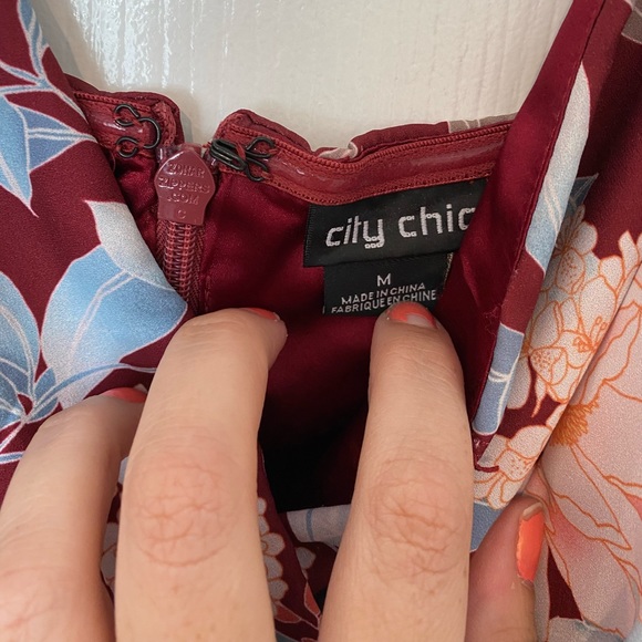 Beautiful burgundy floral dress M city chic - Picture 7 of 12